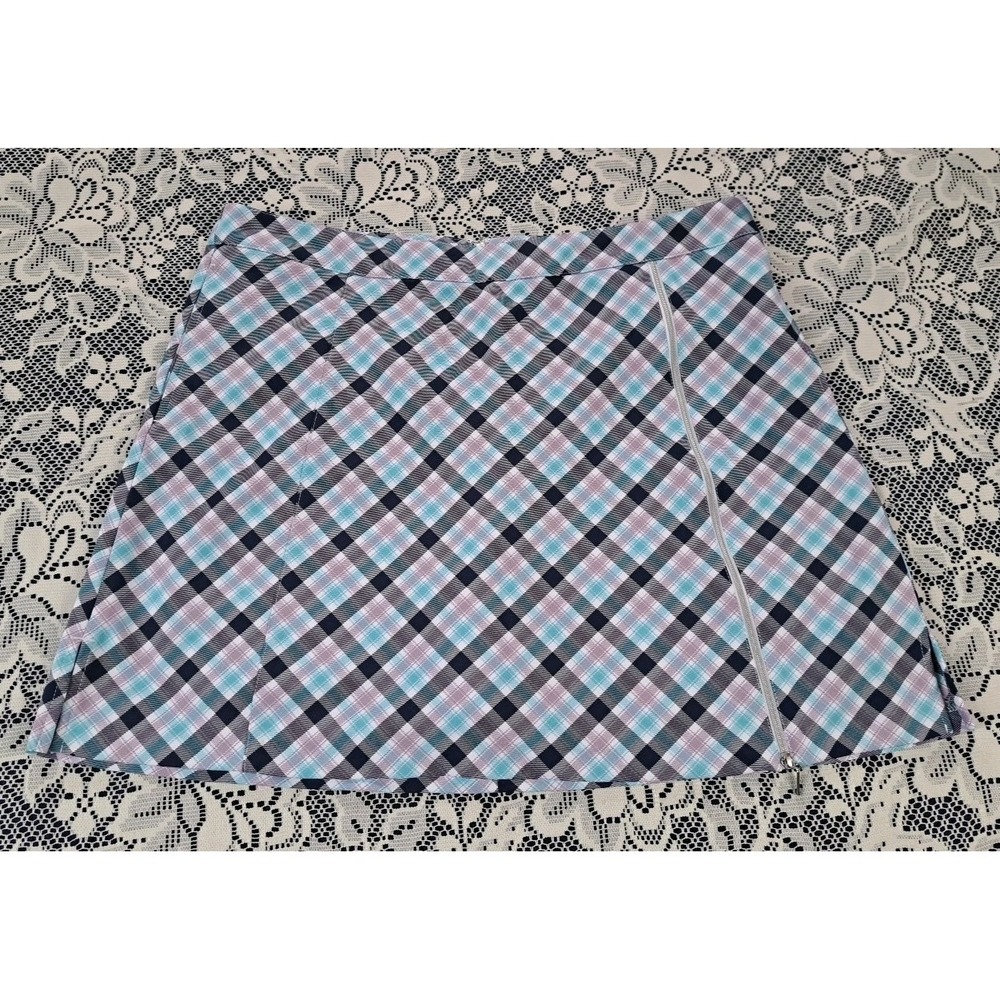 Lady Hogan Golf Skirt Size 12 Plaid Tennis Skort Golf Performance Zipper Spandex